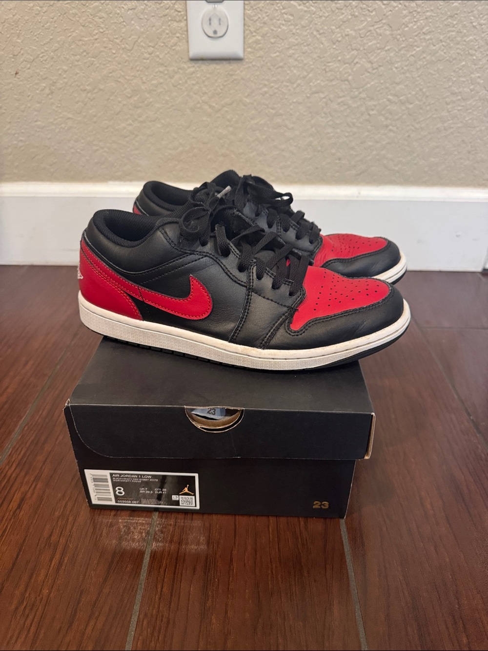 Nike Air Jordan 1 Low - Black/Red Men's Sneakers